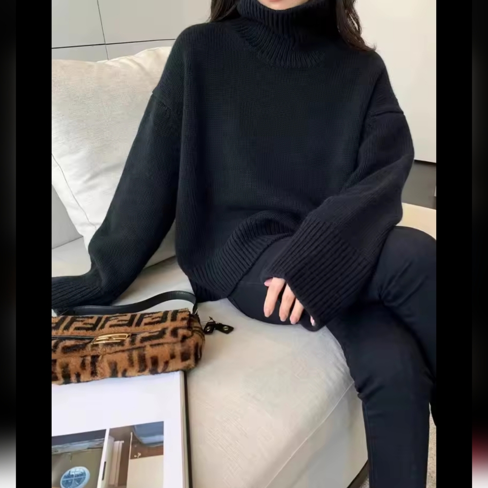 100% Cashmere warm autumn winter turtleneck sweater - Picture 11 of 12